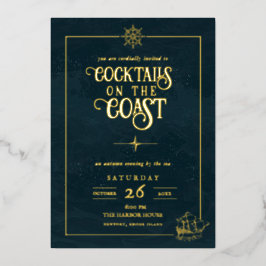 Convite de Festa de Coquetel à Beira-Mar | Dourado