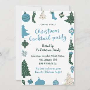 Convite de Festa de Coquetel de Natal Fofo verde a