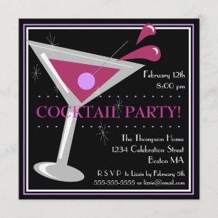 Convite de Festa de Coquetel Purple Martini