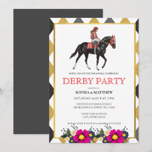 Convite de Festa de Corrida de Cavalos Derby Elega
