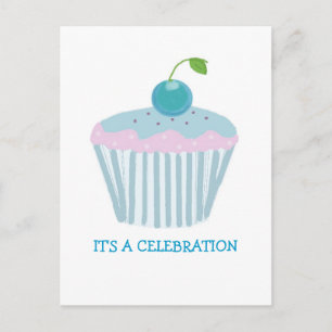Convite de Festa de Cupcake Azul