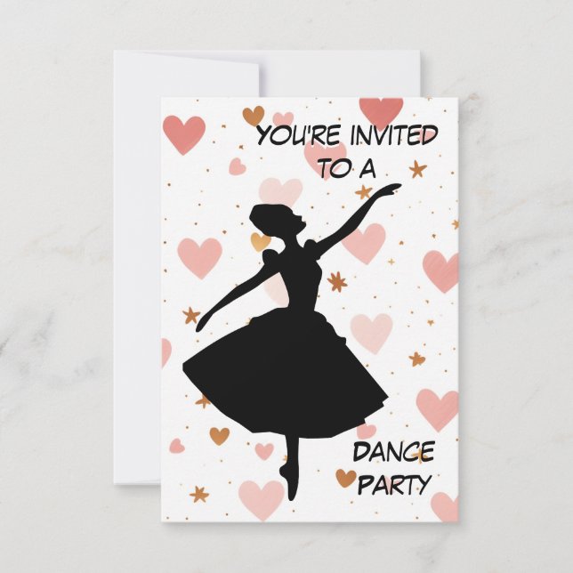 Convite de Festa de Dança Bailarina Dourado Rosa (Frente)