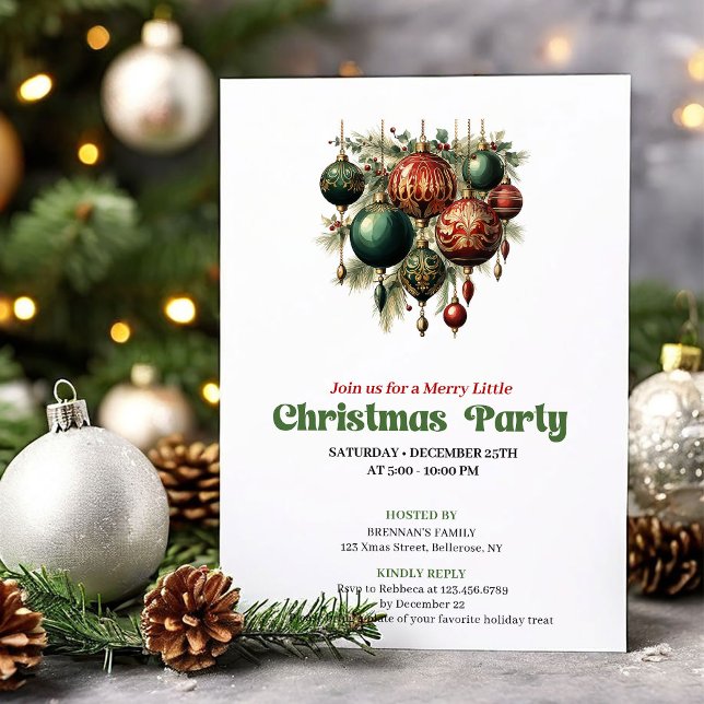 Convite de festa de decoração de Natal retrô elega (Stylish retro Christmas decoration party invite)