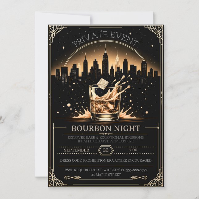 Convite de Festa de Degustação de Bourbon & Whiske (Frente)
