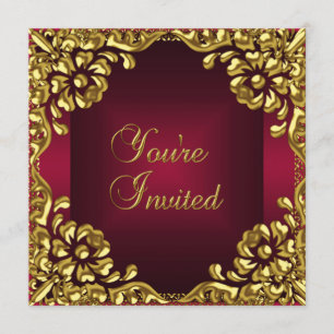 Convite de Festa de Design Sofisticado Dourado Bur