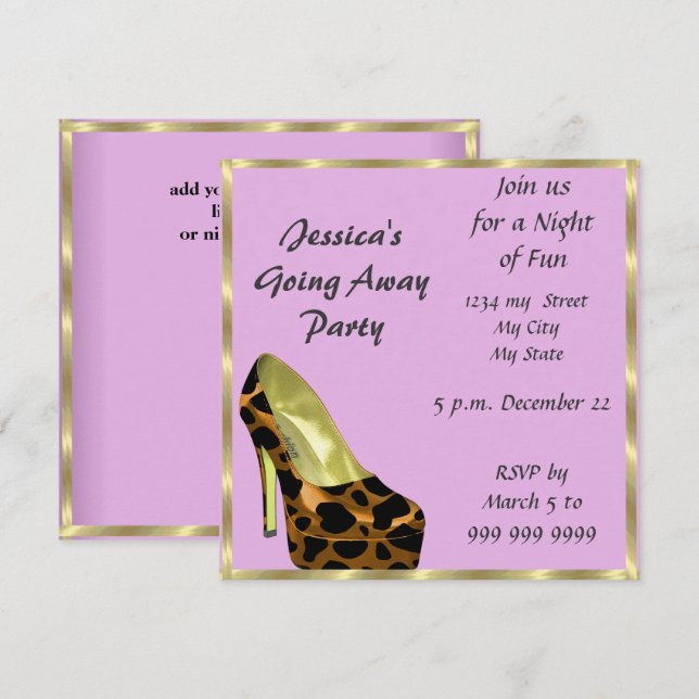 Convite de festa de despedida adeus Rosa (Frente/Verso)