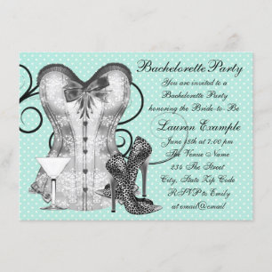 Convite de festa de despedida Corset Martini Azul 