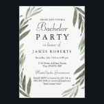 Convite de Festa de Despedida de Solteiro Moderno<br><div class="desc">Convite de Festa de Despedida de Solteiro Moderno Simples Folha Verde
Convite de festa de despedida de solteiro moderno elegante simples para bucks
Folhas de jardim, Rústico, Oliva, Verdura, outono, inverno
Coleção correspondente na loja Niche and Nest.
Arte por www.EssemCreatives.etsy.com’</div>