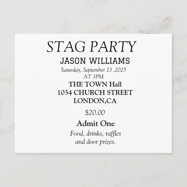 Convite de Festa de Despedida de Solteiro Preto e  (Frente)