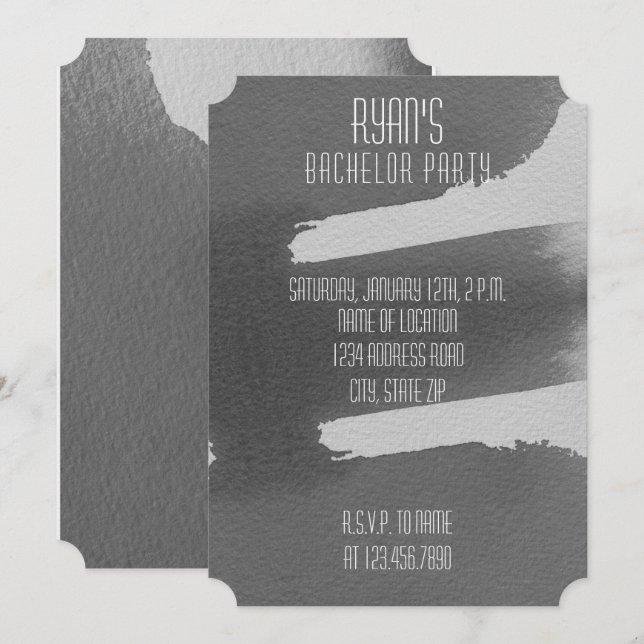 Convite de Festa de Despedida de Solteiro Preto e  (Frente/Verso)