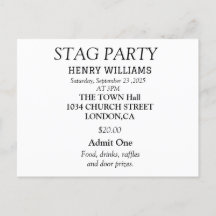 Convite de Festa de Despedida de Solteiro Preto e 