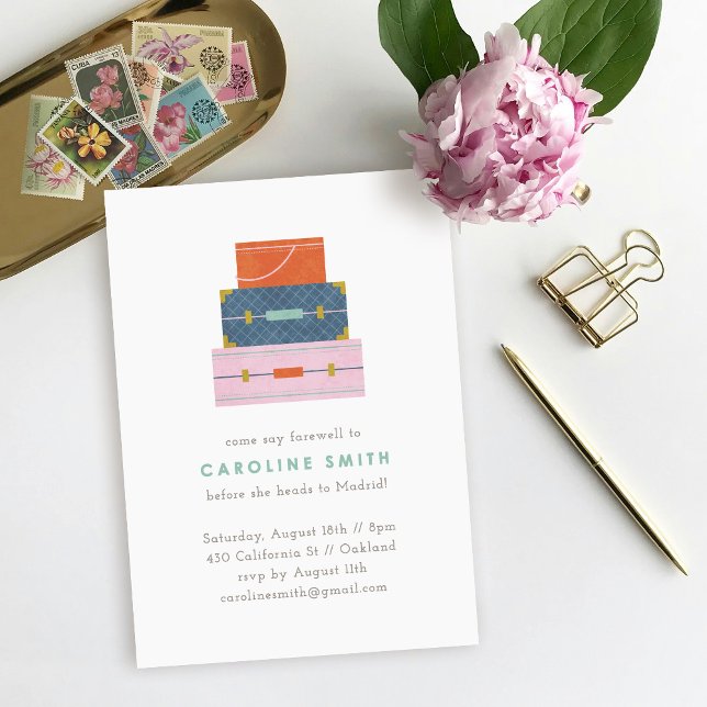 Convite de festa de despedida laranja azul rosa (Criador carregado)