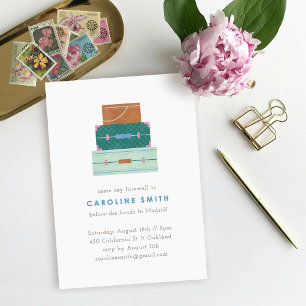 Convite de Festa de Despedida Verde Marrom Azul Ba