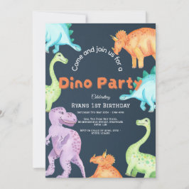 Convite de Festa de Dinossauro para Meninos e Meni