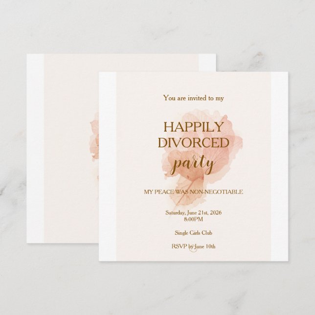 Convite de festa de divórcio feliz elegante modern (Frente/Verso)