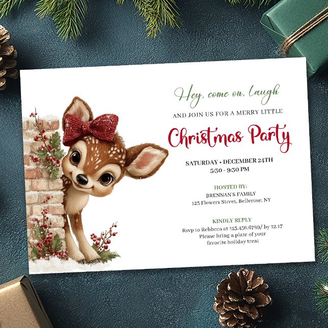Convite de festa de download digital de bebê renqu (Sweet baby reindeer digital download party invite)