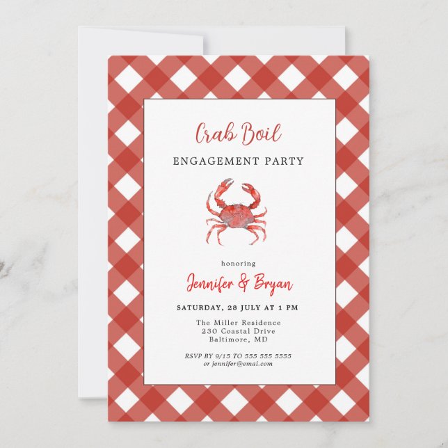 Convite de festa de engajamento Casual Crab Boil (Frente)