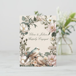 Convite de Festa de Engajamento Floral LoveBird