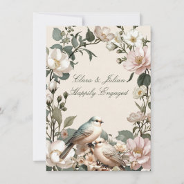 Convite de Festa de Engajamento Floral LoveBird