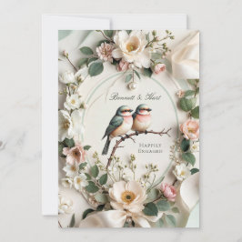Convite de Festa de Engajamento Floral LoveBird