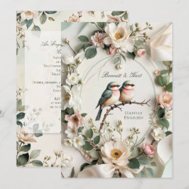 Convite de Festa de Engajamento Floral LoveBird