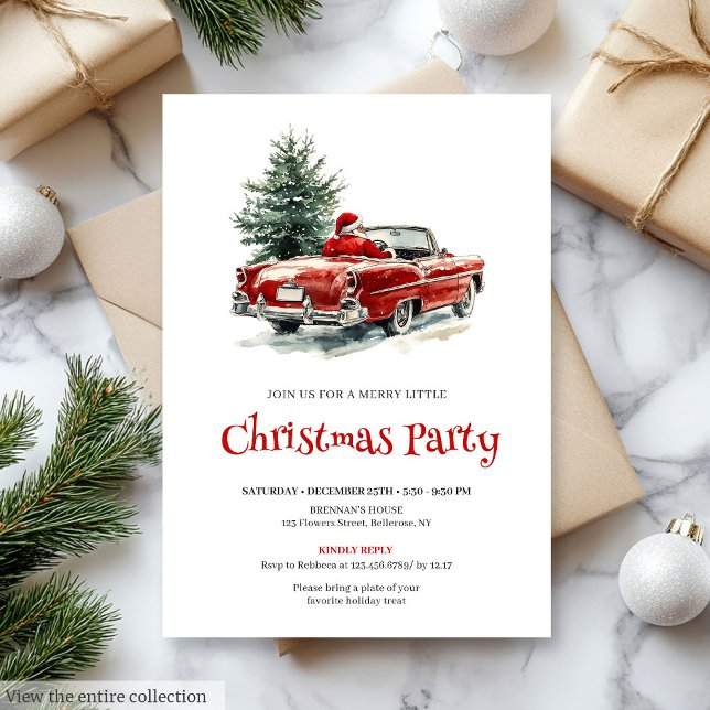 Convite de festa de escritório com grinalda de pin (Stylish Santa Pine Wreath Office Party Invitation

)