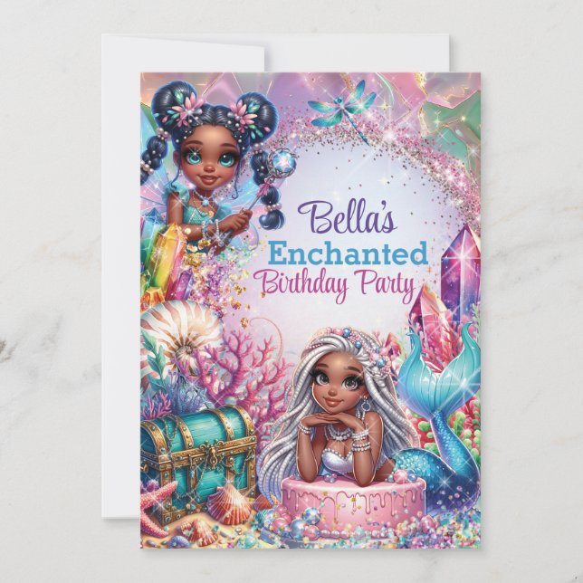 Convite de Festa de Fantasia da Sereia Fada (Frente)