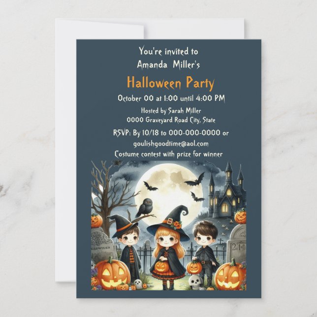 Convite de festa de fantasia de crianças de Hallow (Frente)