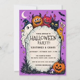 Convite de Festa de Fantasia de Halloween de Monst