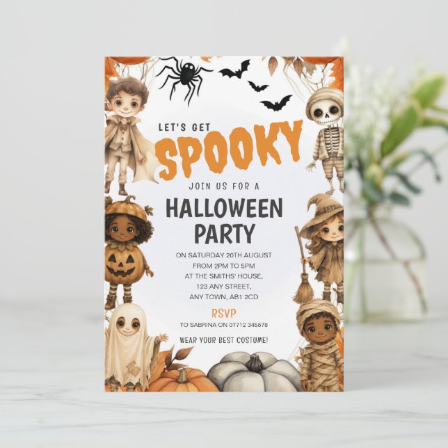 Convite de Festa de Fantasia Infantil para Hallowe (Em pé/Frente)