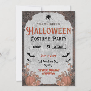 Convite de Festa de Fantasias de Halloween Marrom