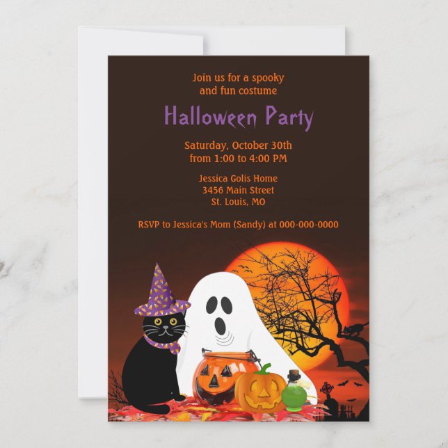 Convite de Festa de Fantasias de Halloween para Cr (Frente)