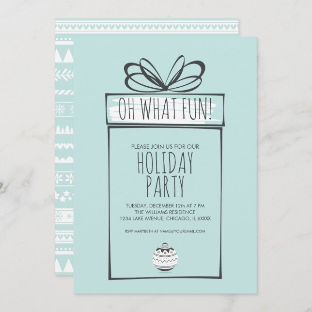 Convite de Festa de Férias de enfeites de natal (Frente/Verso)
