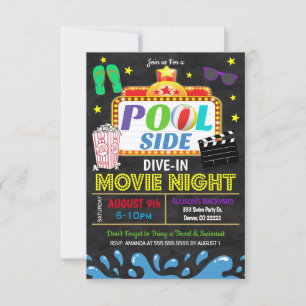 Convite de Festa de Filme com Mergulho na Piscina 