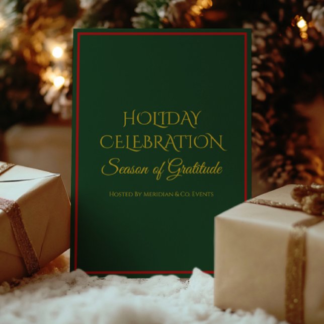 Convite de Festa de Fim de Ano Elegante para Negóc (Elegant gold foil Christmas invitation — Holiday Luxe Collection corporate holiday design.)