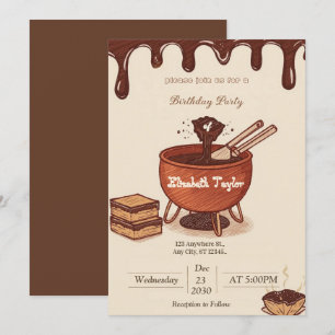 Convite de Festa de Fondue de Chocolate – Doce & A