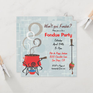 Convite de Festa de Fondue de Chocolate Retro