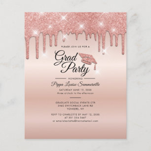 Convite de Festa de Formatura 2026 em Dourado Rosa