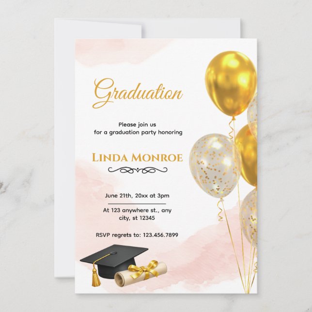 Convite de Festa de Formatura Blush Gold 2026 (Frente)