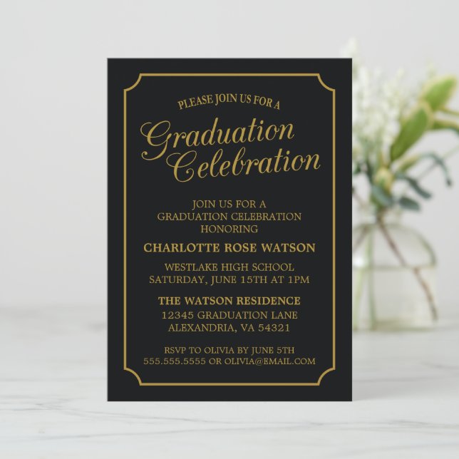 CONVITE DE FESTA DE FORMATURA CLASSE ELEGANTE CHIC (Em pé/Frente)