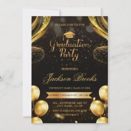 Convite de Festa de Formatura com Balões Preto e D