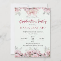 Convite de Festa de Formatura com Borda Floral Ros