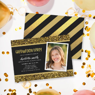 Convite de Festa de Formatura com Brilho Dourado p