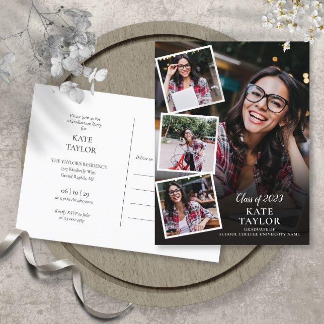Convite de Festa de Formatura com Colagem de 4 Fot (Criador carregado)