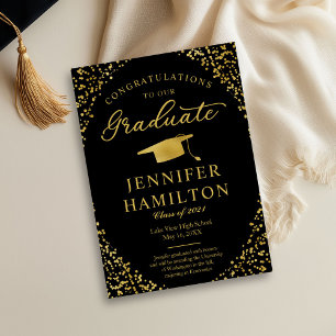 Convite de Festa de Formatura com Confete Dourado