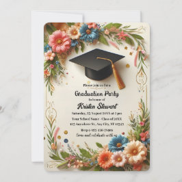 Convite de Festa de Formatura com Coroa de Flores