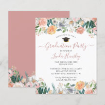 Convite de festa de formatura com flores em rosa p