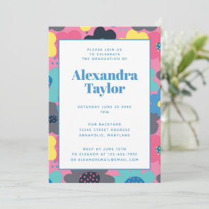 Convite de Festa de Formatura com Flores Pop Retro