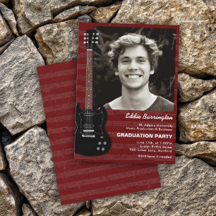 Convite de Festa de Formatura com Foto de Guitarra