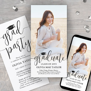 Convite de Festa de Formatura com Foto e Letra Mod